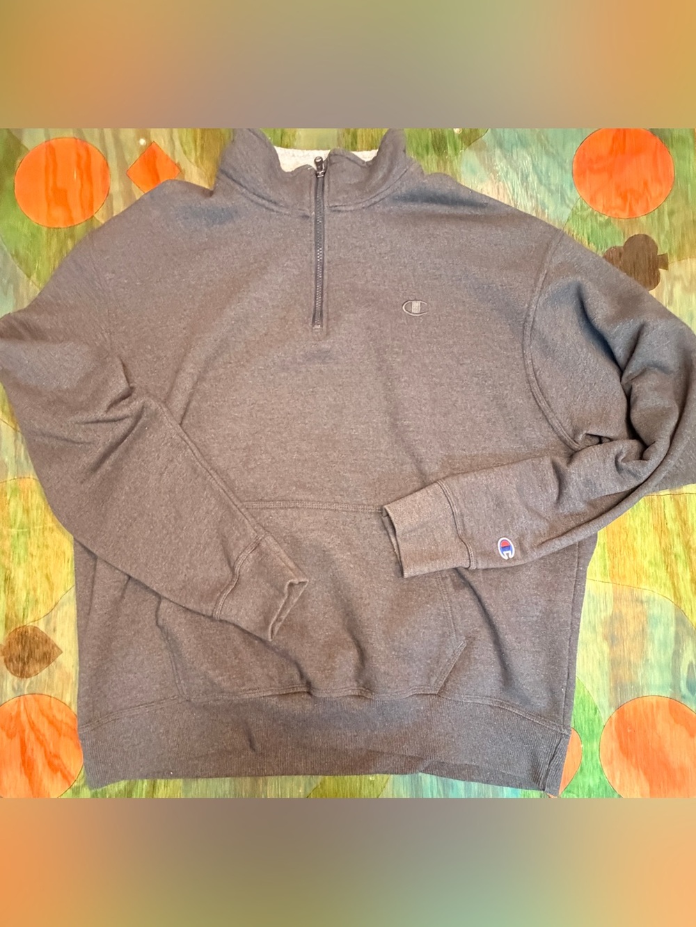 Champion Men's Charcoal Half-Zip Pullover Sweatshirt